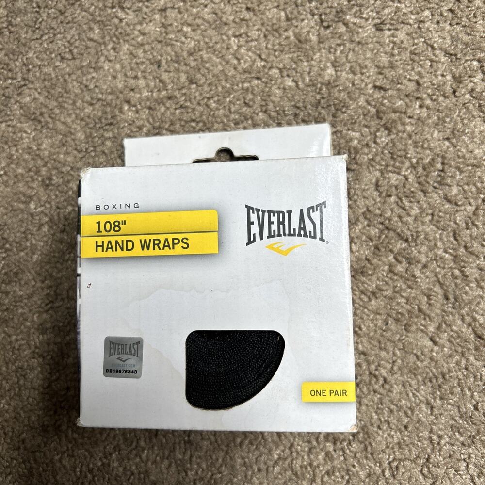 Everlast 108" Boxing Hand Wraps Black One Pair New in Box